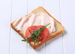 Bread with ham spread and salami
