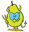 Funny cartoon pear is demon