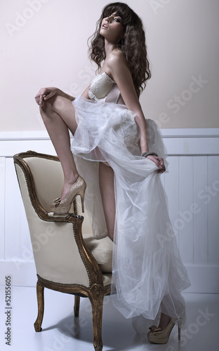 Photo: Young beautiful bride with high-heel schoes Young beautiful bride with high-heel schoes