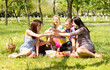 A group of attractive young friends on picnic