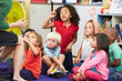 Elementary Pupils In Classroom Learning To Tell The Time Elementary Pupils In Classroom Learning To Tell The Time
