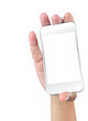Hand holding smart mobile phone with blank screen