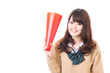 asian school girl on white background