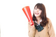 asian school girl on white background