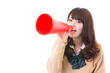 asian school girl on white background
