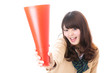 asian school girl on white background