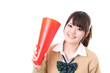 asian school girl on white background