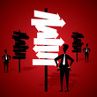 men confuse about right direction stock vector