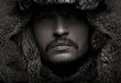 Young attractive man wearing fur