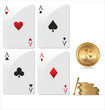 Ace poker with golden poker chips