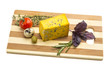 Yellow cheese with blue mold