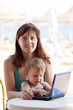 mother and  daughter   with notebook
