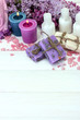 beautiful spa setting on white wooden background