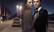 Elegant young couple in the middle of the night