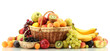 Assortment of exotic fruits and berries in baskets isolated