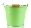 Empty green bucket isolated on white