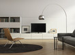 Contemporary tv wall furniture, living room with wood floor