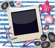 Vector: Background with shells and photo frame Background with shells and photo frame