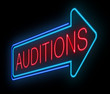 Neon auditions sign.