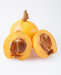 Photo: Loquat and section on white, clipping path included Loquat and section on white, clipping path included