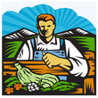 Organic Farmer Farm Produce Harvest Retro