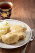 Curry chicken with rice on a dish