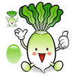 Daikon mascot the left hand guides and the right hand best gestu
