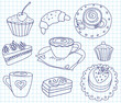Vektor: Doodle coffee set Doodle coffee set