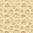 Coffee seamless line pattern.
