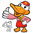 Duck Mascot the Left hand best gesture. Bird Character Design Se