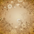 Vector: Vintage beige background with doodle flowers Vintage beige background with doodle flowers