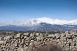 Photo: Stone wall. At the background, Guadarrama Mountains, Spain Stone wall. At the background, Guadarrama Mountains, Spain