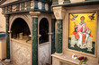 Religious picture in front of a church in Corfu, Greece