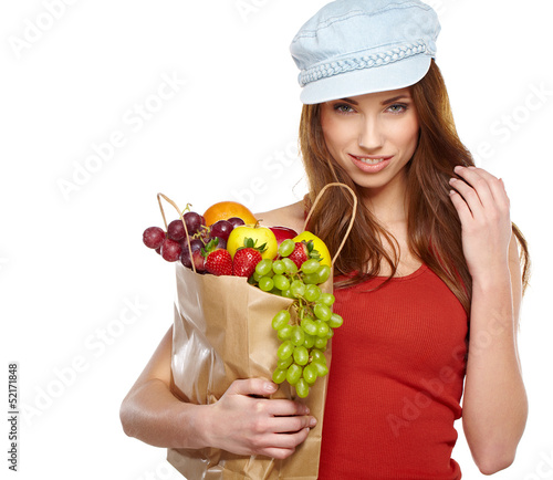 Photo: Healthy shopping, Isolated, white background Healthy shopping, Isolated, white background
