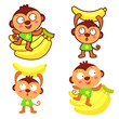 Flexibility as possible a sets of Monkey Mascot. Animal Characte