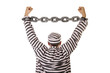 Chained convict prisoner jailbird rear view