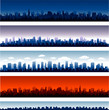 Set of vector cities silhouette time of day eps 10