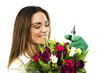 Woman worker with flowers.