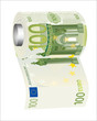 A toilet paper roll of 500 euro banknotes,