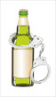 Alcoholism concept, bottle and handcuffs