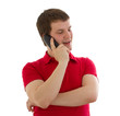 Emotional man talking on the phone