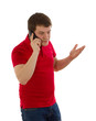 Emotional man talking on the phone