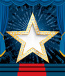 blank golden star with diamonds on blue stage