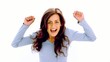 Pretty brunette cheering with joy