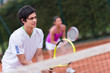 Photo : Tennis players playing doubles Tennis players playing doubles