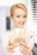 lovely woman with euro cash money