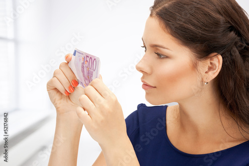 Photo: lovely woman with euro cash money lovely woman with euro cash money