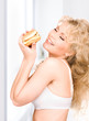 woman with burger