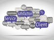 Illustration: nuage de mots bulles bleues : satisfaction client nuage de mots bulles bleues : satisfaction client