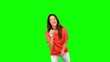 Video: Young woman singing in microphone Young woman singing in microphone